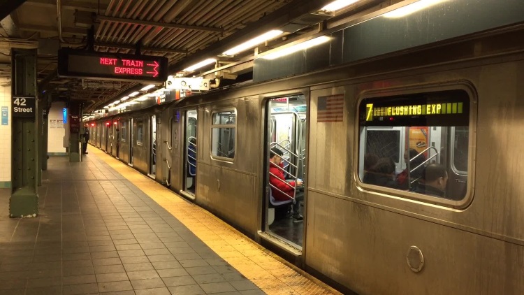 subway train in NYC