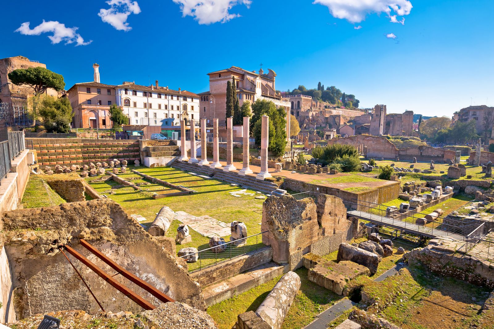 Ancient Rome Forum Romanum and Palatine hill scenic view, eternal city, Italy