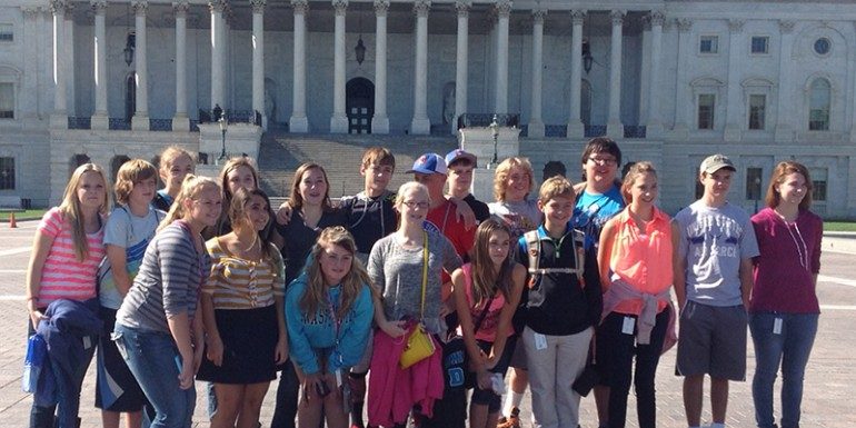group of young people on tour in Washington DC