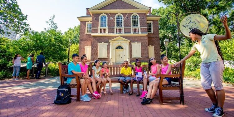 Once upon a time story telling bench in Philly