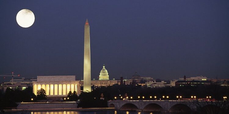 moon over Washington, DC