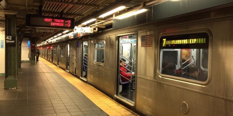 subway train in NYC